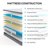 LIKIMIO 10 Inch Queen Size Mattress in a Box, Gel Memory Foam Zoned Hybrid with Cool Ice Silk Cover, Reinforced Edge Individually Pocket Springs, Zero Motion, Medium Firm, SG Made, CertiPUR-US LIKIMIO