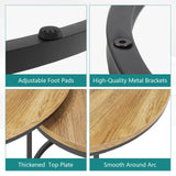 Smuxee Nesting Coffee Table Set of 2, 27.6" Round Coffee Table Wood Grain Top with Adjustable Non-Slip Feet, Industrial End Table Side Tables for Living Room Bedroom Balcony Yard Smuxee
