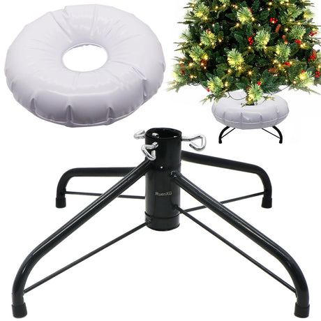 RUENXG Christmas Tree Stand Foldable Artificial Tree Holder Heavy Duty Replacement Artificial Xmas Tree Base with Water Fillable Base for 4ft to 7ft Artificial Christmas Tree,Fits 0.5-1.25 Inch Pole WoodArtSupply