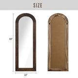 KIAYACI Arched Floor Mirror Wood Frame Wall Mounted Mirror Distressed Style Wide Frame Dressing Make Up Mirror for Bathroom/Bedroom/Living Room/Dining Room/Entry/Farmhouse (Coffee, 64" x 21") KIAYACI