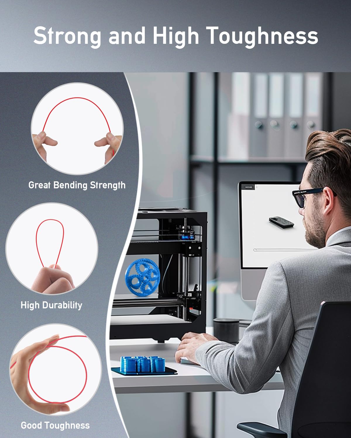 SUNLU PETG Filament 1.75mm Bundle, Less Stringing and Good Layer Adhesion 3D Printer Filament, Individually Vacuum Packed, 2kg in Total, 1kg per Spool, PETG 2 Pack, Black+White SUNLU