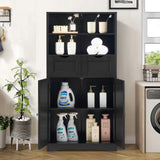 Iwell Tall Bathroom Cabinet, Storage Cabinet with 2 Drawers & Adjustable Shelves, Bathroom Storage Cabinet for Living Room, Dining Room, Entryway, Black Iwell