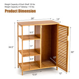 Tangkula Bamboo Bathroom Floor Cabinet, Storage Cabinet with Shutter Door and 3 Tier Shelves, Freestanding Floor Cabinet for Bathroom Living Room Kitchen Hallway, Bathroom Cabinet, Natural Tangkula