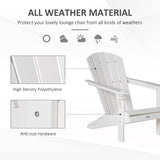 Outsunny Adirondack Chair with Cup Holder, All Weather Patio Chair HDPE Lounger, Fire Pit Seating High Back and Wide Seat for Outdoor, Backyard, Garden, Deck, Lawn, White Outsunny