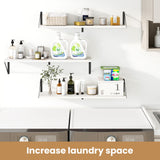 Heimlove 36 Inch White Floating Bookshelves Set of 3,Heavy Duty Wall Mounted Bookshelves,Wall Bookshelf for Living Room,Bedroom,Kitchen,Laundry Room Storage & Decor Heimlove