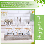 Tiangrid 4 Pcs Silverware Utensil Holder Mason Jar with Wooden Utensil Organizer for Kitchen Countertop Forks Spoons Knives Storage White Farmhouse Kitchen Caddy Glass Cooking Decor for Party Tiangrid