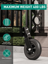 DOZAWA Gate Wheel for Metal Tube Gate, 8" Heavy Duty Casters for Metal Swing Gates 400lbs Capacity, Under Mount Sliding Gate Rollers for Farm Fence - 1 Pack DOZAWA