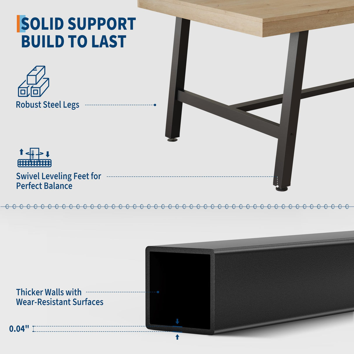 IDEALHOUSE Rustic Dining Table for 6-8 People, 78.7” Long Rectangle Kitchen Table, Industrial Farmhouse Wooden Kitchen Tables with Sturdy Metal Frame, Dining Room Table for Office, Home IDEALHOUSE
