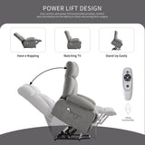 jonpony Power Lift Recliner Chair for Elderly, Lift Chair with Massage and Heat for Living Room, Fabric Electric Recliner Chairs with Side Pockets, USB Charge Port,Grey jonpony