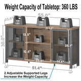 Launica Wine Bar Cabinet, Industrial Coffee Bar Cabinet Farmhouse for Liquor and Glasses, Sideboard Buffet Cabinet with Storage Rack for Home Kitchen Dining Room, Rustic Oak, 55 In Launica