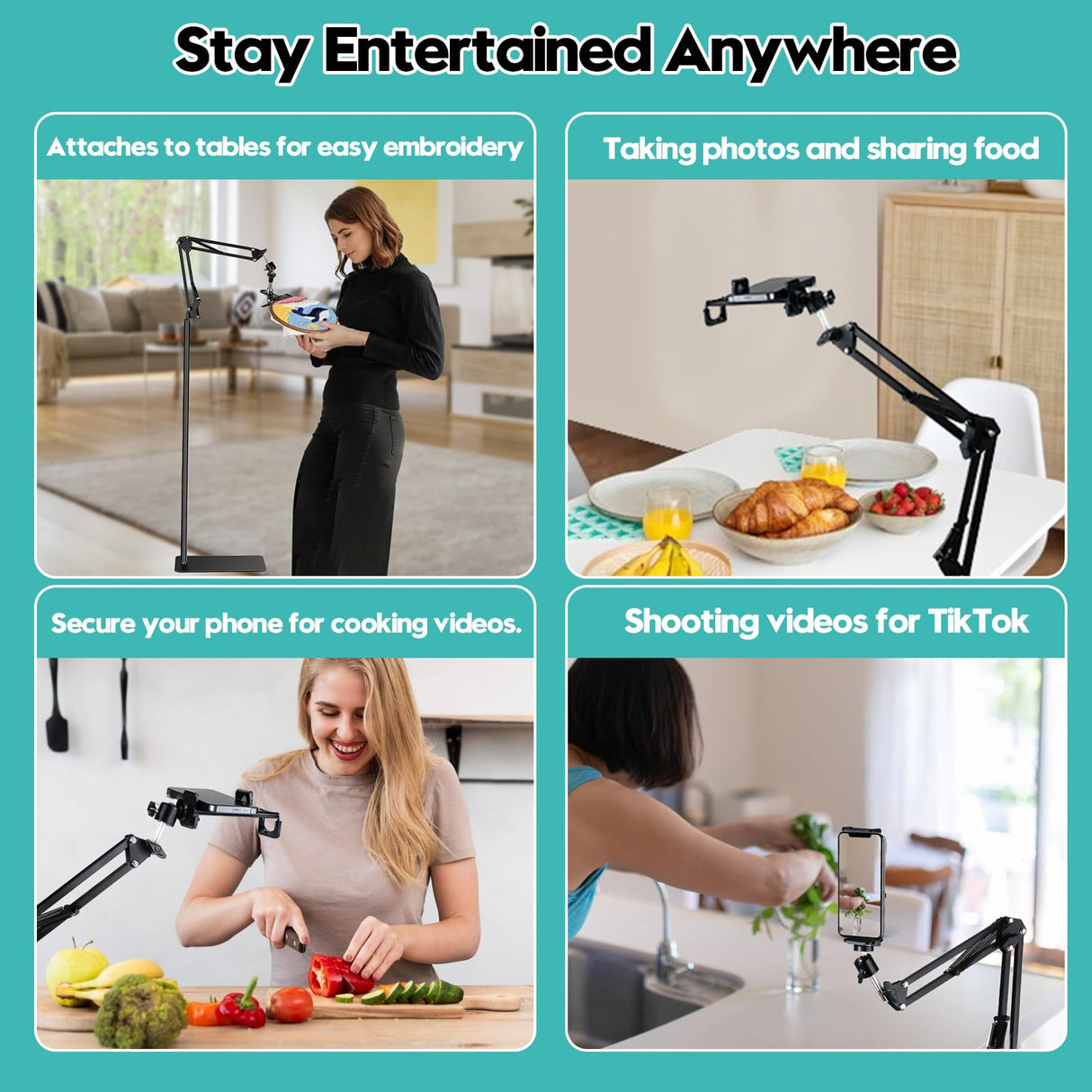 Embroidery Hoop Stand Embroidery Floor Stand Embroidery Lap Stand Suitable for Embroidery Hoops,Embroidery Stand for Cross Stitch Supplies(Black) - Dual Mode Zuaooz