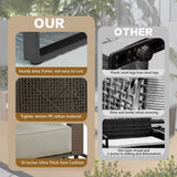 XTWEEX 6-Piece Outdoor Patio Furniture Set, Rocker Chairs and Sofa with Thick Cushions and Steel Frame and Wooden Board, PE Rattan Weaving Outdoor Conversation Set Brown/Light Gray Linen XTWEEX