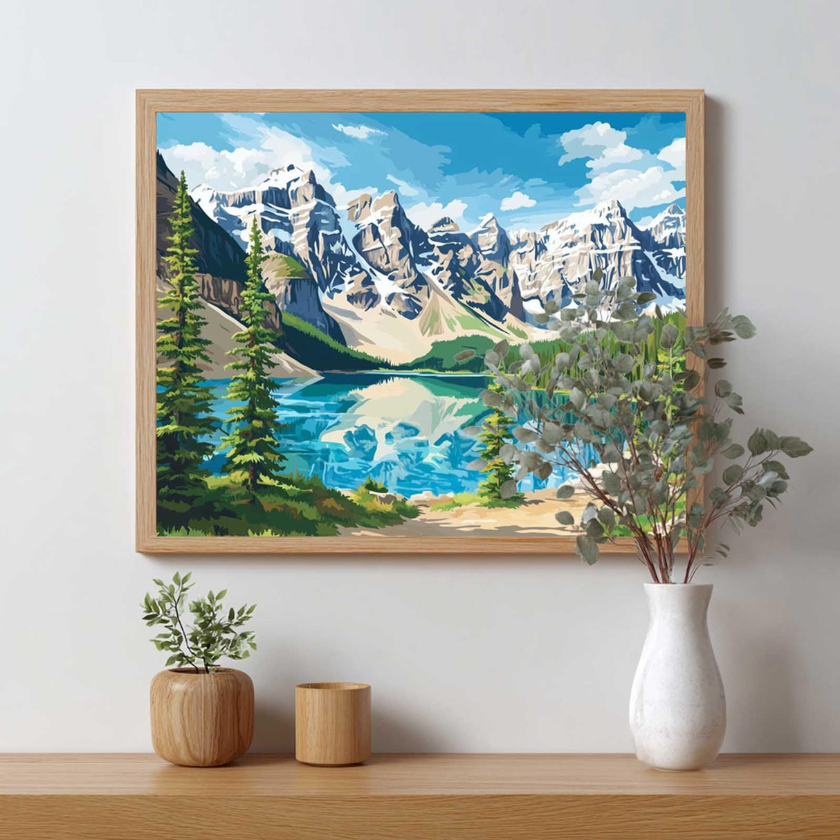 Banff National Park Paint by Numbers Kit for Adults, Canada Paint by Number, Mountain Lake Tree Pine Acrylic Painting for Gift, Alberta Poster Home Decor - Natural Scenery(16x20inch, No Frame) Cawpom