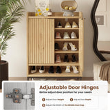 ALBSL Modern Shoe Cabinet with Fluted Door,5-Tier Farmhouse Shoe Cabinet with 3 Adjustable Shelves,41.5'' Tall Wooden Shoe Rack Organizer Cabinet for Entryway, Hallway,Living Room,Natural ALBSL