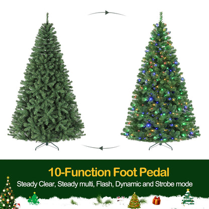 Hykolity 6 ft Prelit Artificial Christmas Tree, 551 PVC Branch Tips, 300 Color Changing LED Lights, Easy Assembly with Metal Stand and Hinged Branches, 10 Colors