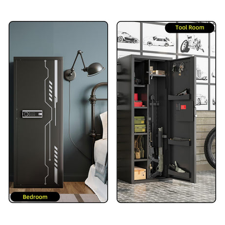 KAER 8-12 Gun Safe Multi-function Gun Safe, Gun Safe for Rifles and Pistols, Gun Cabinet, Large Gun Safe for Home Rifles and Shotguns, Electronic Gun Cabinet with Removable Shelf and Rifle Rack (1450) KAER
