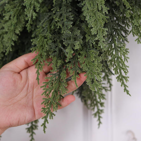 24" Real Touch Artificial Cedar Wreath - Faux Christmas Wreaths for Front Door,Faux Pine Green Wreath for Home, Holiday, Fireplace, Mantle,Wall, Windows, Xmas, Outdoor Decoration FOTEEWL