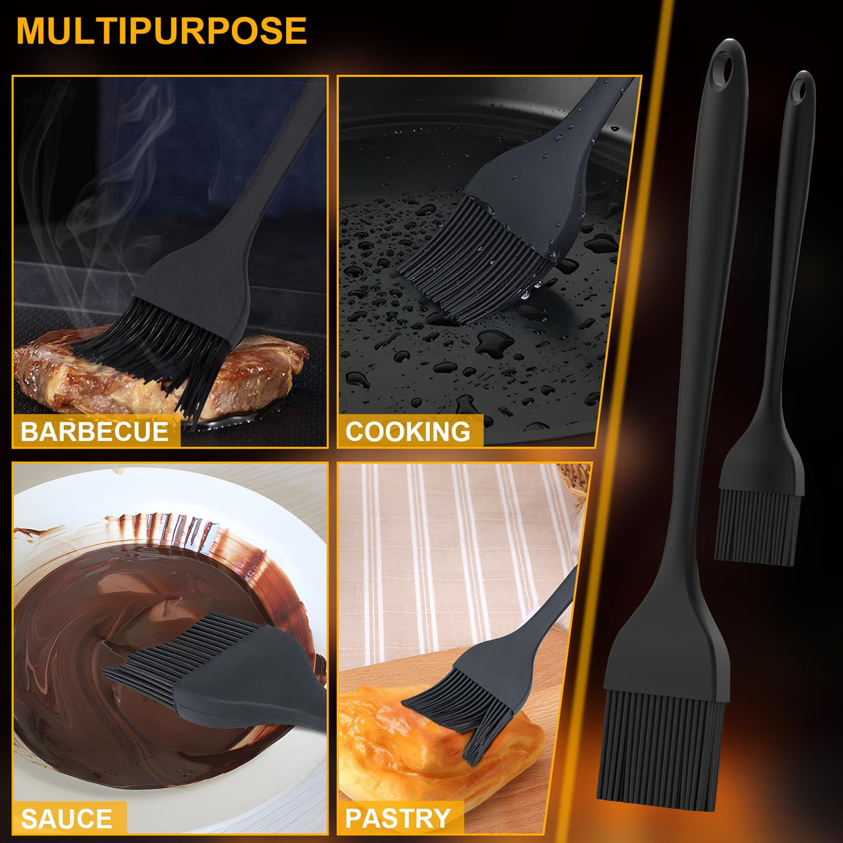 DE LINKAGE Silicone Basting Pastry Brush, Heat Resistant Cooking Brush for Oil and Sauce. BPA Free and Dishwasher Safe (2 Pcs). WoodArtSupply