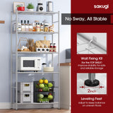 Sakugi Storage Shelves - 5 Tier Shelf Organizer, Heavy Duty Garage Shelving Unit with Leveling Feet, Stable Metal Shelves Organizer for Pantry, Kitchen and Closet, 33.0" W x 12.6" D x 72.0" H, Silver Sakugi
