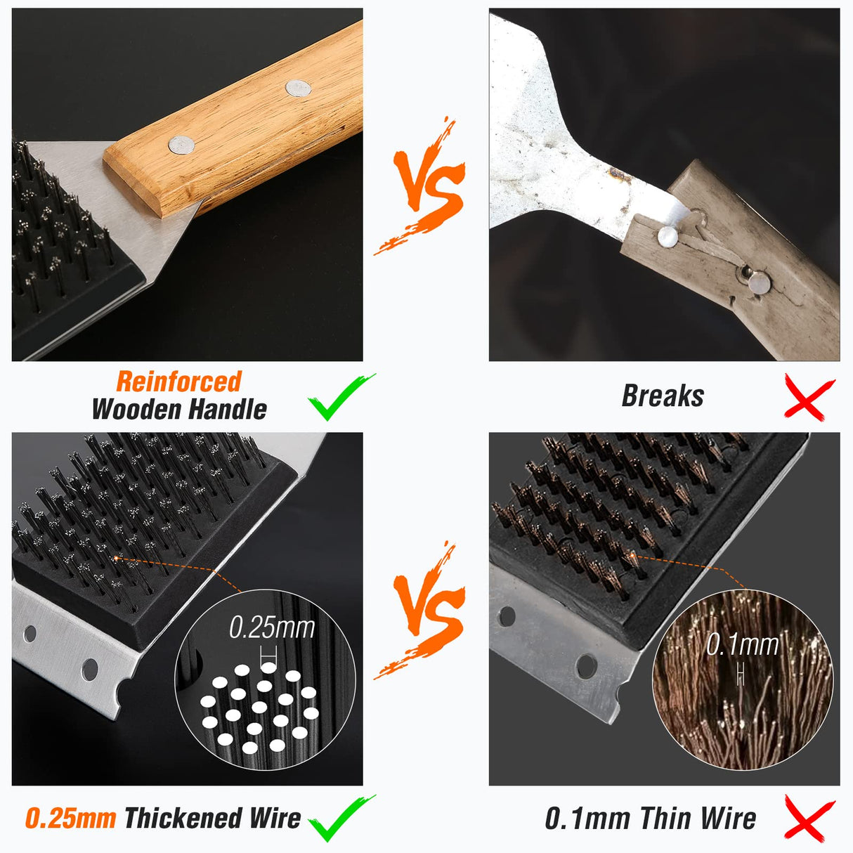 SIMPLETASTE Grill Brush and Scraper, Durable & Effective, Include Extra Stainless Steel Bristles Head for Replacement, Wire Grill Brush for Outdoor Grill, Grill Accessories Gift for Men/Dad SIMPLETASTE