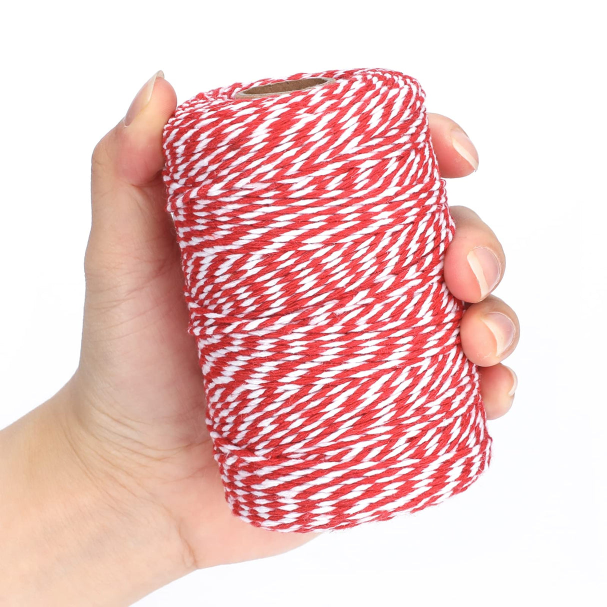 Red and White Cotton Twine String - 656 Feet, Ideal for Crafts, Gift Wrapping, Party, Baking and Holidays KINGLAKE