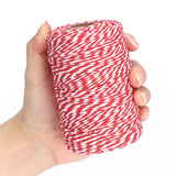 Red and White Cotton Twine String - 656 Feet, Ideal for Crafts, Gift Wrapping, Party, Baking and Holidays KINGLAKE
