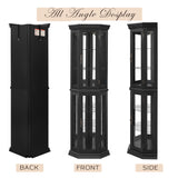 Eyisean Lighted Corner Curio Cabinet 70" Glass Display Cage with 6 Tempered Adjustable Shelves, Freestanding Home Bar Cabinet with Door, Rack for Liquor Storage and Living Room (Black) Eyisean