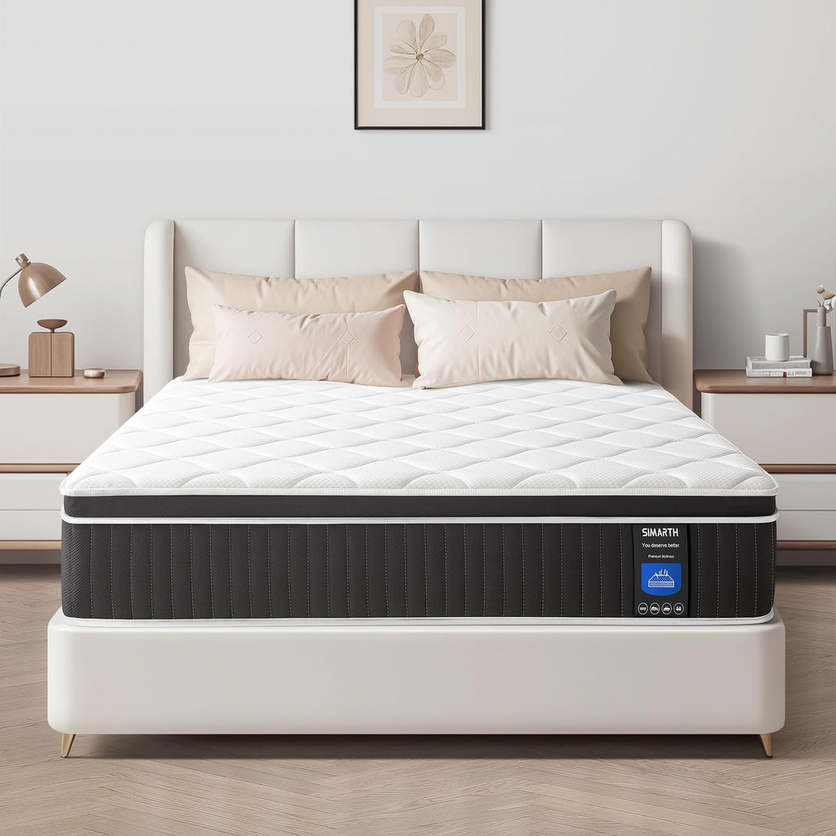 SIMARTH King Mattress, 12 Inch King Size Hybrid Mattresses in a Box Upgrade Strengthen, Gel Memory Foam King Mattress Made of Individually Pocketed Springs for Support & Pressure Relief, Medium Firm SIMARTH
