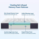 ONENICE 12 Inch Full Mattress in a Box, Breathable Gel-Memory Foam Plus Pillowtop Mattress for Pressure Relief, CertiPUR-US Certified Bed in a Box, Fiberglass-Free ONENICE