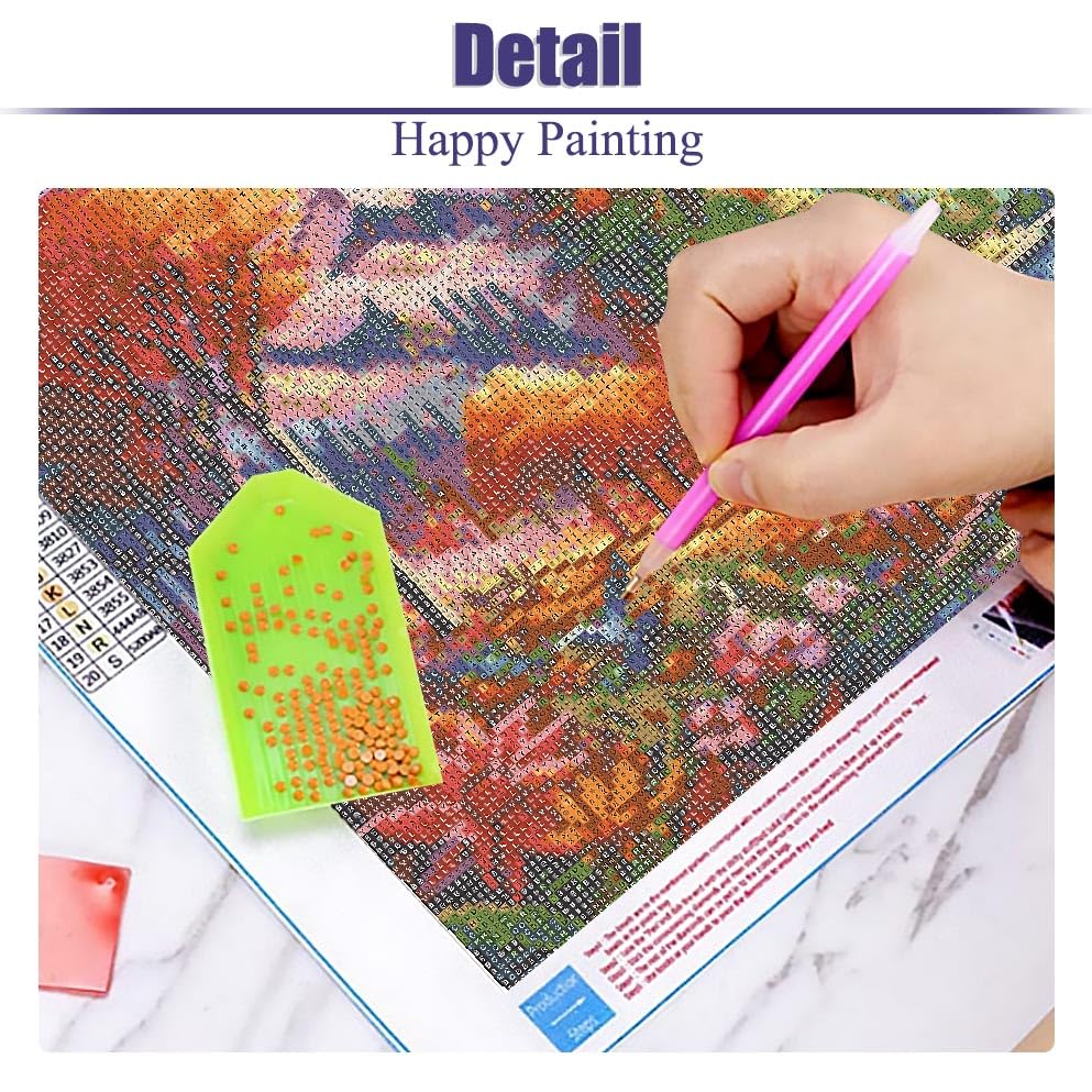 5D Large Diamond Art Painting,Four Season Diamond Art Kits for Adults,DIY Full Drill Crystal Rhinestone Arts and Crafts,bird Flowers mountain Art Painting with Diamond Home Wall Decor 27.5 X 15.7inch pchmcu