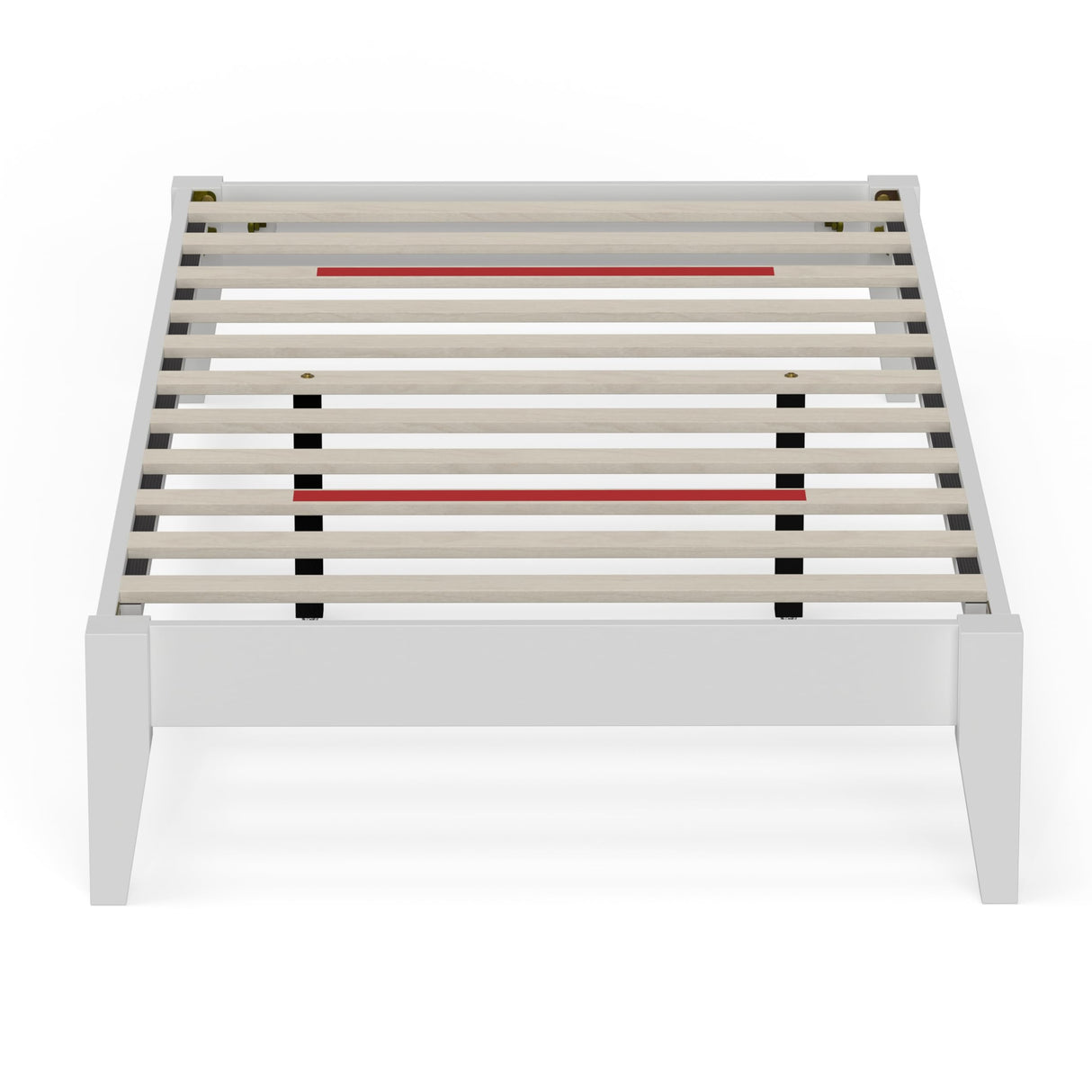 ComfIQ Solid Wood Platform Bed with Outset Legs (No Headboard) – Durable Frame, Easy Assembly, Ample Underbed Storage – Twin Size, White ComfIQ