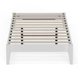 ComfIQ Solid Wood Platform Bed with Outset Legs (No Headboard) – Durable Frame, Easy Assembly, Ample Underbed Storage – Twin Size, White ComfIQ