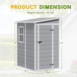Greesum 5' x 4' Resin Weather Resistant Outdoor Storage Shed with Floor for Garden,Backyard,Pool Tool, Light Grey Greesum