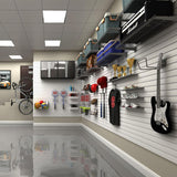 HUZJIEHUI 4'H x 4'W PVC Slatwall Panels Garage Wall Storage System, GraphiteSlat Wall Paneling Garage Organizers HUZJIEHUI