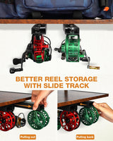 Ghosthorn Fishing Rod Holders for Garage Fishing Pole Rack Containers Included, up to 10 Rods Tackle Box Reel Storage Fishing Rod Rack Rotating Cart Fishing Gear Equipment Organizer Ghosthorn