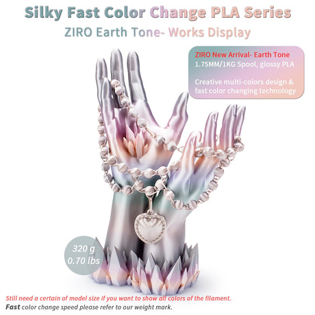 ZIRO 3D Printer Filament, Shiny PLA Fast Gradient Color Change, Glossy Color Change by Length PLA, Fit Most FDM 3D Printers, Dimensional Accuracy +/-0.03mm, 1KG/2.2lb Spool, Earth Tone(Silk) ZIRO