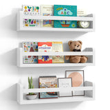 Lizgaho Floating Wall Nursery Book Shelves for Bedrooms Kids 16.5 Inch White Wooden Baby Book Shelf for Kids Rooms Set of 3 Nursery Shelves for Wall Mounted Toddler Bookshelf for Kids Wall Lizgaho