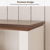 IRONCK Bookshelf with Storage Cabinet, 72" Tall Farmhouse Bookcase with Adjustable Shelves and Drawer, 4 Tier Open Shelf Bookcase with LED Lights for Home Office, Living Room, White/Walnut IRONCK