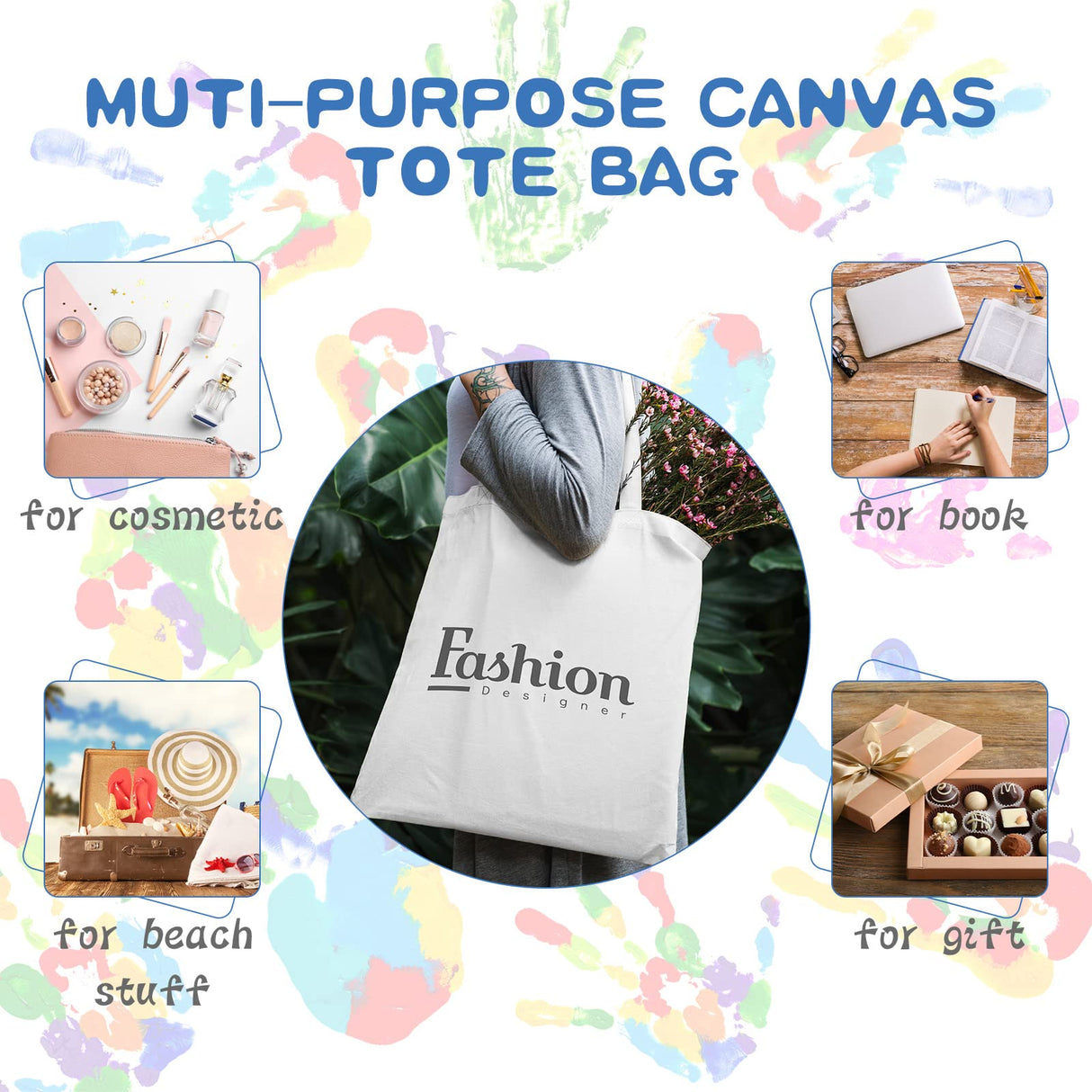 CHENGU 12 Pack Sublimation Tote Bags Blank Canvas Bag Reusable Grocery Bags 15.7x12 Inch Washable Heat Transfer Bag Bulk DIY Craft (White) CHENGU