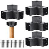 4 Pcs Pergola Bracket，Pergola Kit 3-Way Right Angle Corner Bracket with Black Powder Coated,Woodwork DIY Pergola Kit & Post Base Brackets for Gazebos, Patio Pergolas(Actual: 3.5"x3.5") Nrspp