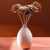 Hotop 5 Sets 5th Year Anniversary Wooden Rose Bouquet Artificial Wood Flower with Sticks Wedding Party Gift Label with Twine for Couple Gifts Women Home Centerpieces DIY Decoration Hotop