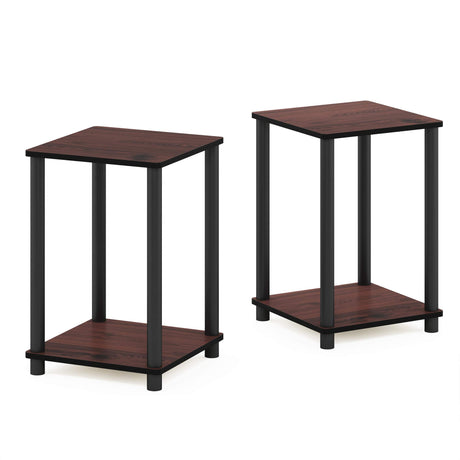 Furinno Turn-N-Tube End Table Corner Shelves, Set of 2, Dark Cherry/Black Furinno