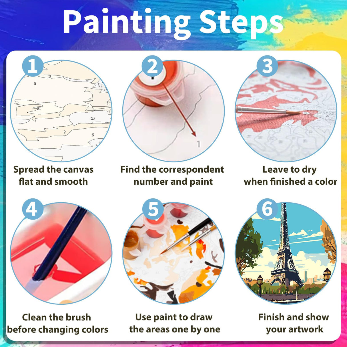 xcemhil 4 Pack Paint by Number for Adults Canvas with Wooden Frame, Paint by Number Kit for Adults Landscape, Famous City Paint by Numbers with Wooden Easel for Home Wall Art Decor Use 8x12 Inch xcemhil