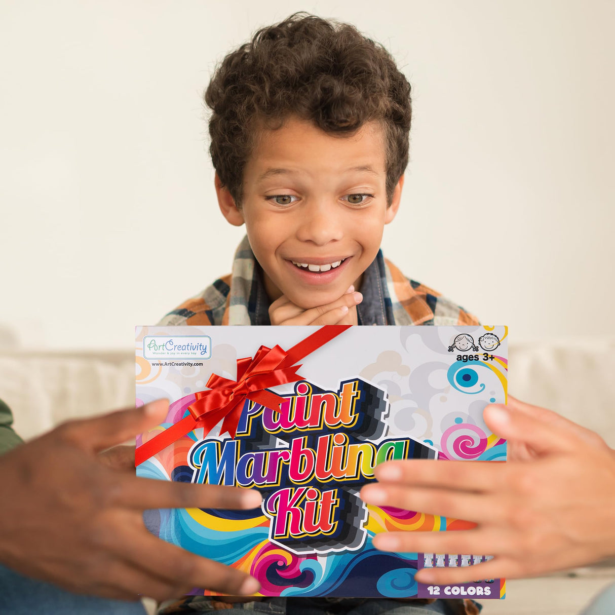 ArtCreativity Water Marbling Paint Art Kit for Kids - Complete Set with 12 Paint Colors, 10 Bags Thickening Powder, 10 A5 Papers, and More - Marble Art Painting Kit - Crafts for Kids Ages 3 and Up ArtCreativity