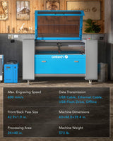 OMTech 100W CO2 Laser Engraver, 24x40 Inch Laser Engraving Machine with Autofocus Autolift 2 Way Pass Air Assist Water Pump, Industrial Laser Cutter Cutting Etching Machine for Wood Glass Acrylic More OMTech