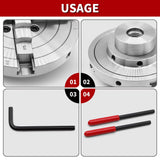 Nakkaa 6 Inch Precision Self Centering Woodturning Lathe Chuck Set 4 Jaw Self Centering Lathe Chuck Thread 1 x 8TPI Nakkaa
