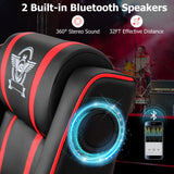 Giantex Gaming Massage Recliner Chair - Racing Style Gaming Sofa Chair with Reclining Backrest, Massage Lumbar Pillow, Retractable Footrest, Home Theater Seating with Bluetooth Speaker (Red) Giantex