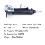 3-Inch Air Cut Off Tool, 3" High-Speed Air Cutter, Pneumatic Metal Cutter 20000 RPM, 6Pcs Cut-off Wheel Grinder Sheets Included QIUMIN