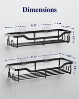 Kitsure Shower Caddy Large - Adhesive Shower Organizer, Stainless Steel Shelf for Inside Shower, No Drill Bathroom Organizers and Storage, Home Decor Accessories, 2 Pack, Black Kitsure