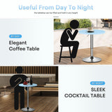 Athena Collection Round Bar Table 27.5"- 36" Height Adjustable Bistro Pub Table, Bar Height Cocktail Table with Swivel Top Metal Base, Tall Table for Home Bar Party Event, Blue Athena Collection